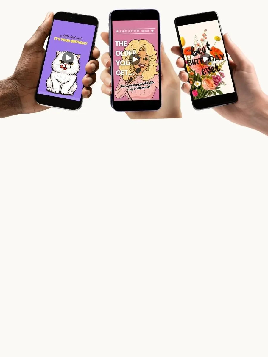 Funny, modern birthday ecards delivered instantly by text with Greetigram