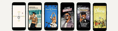 Funny celebrity-inspired graduation video cards from Greetigram featuring Taylor, Snoop, Bieber and Leonardo-style graduation eCards sent by text