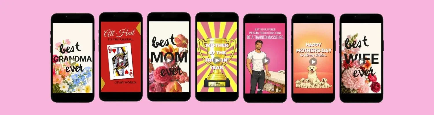 funny mothers day video cards banner showing digital greeting cards sent instantly by phone