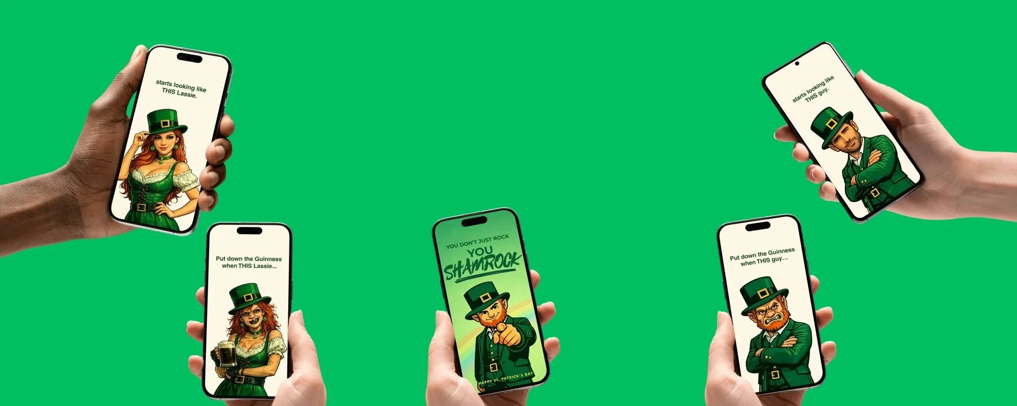 Funny St. Patrick’s Day video eCards with leprechaun characters that can be sent instantly by text or email