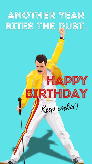 Queen-Inspired Birthday eCard – “Another Year Bites the Dust” poster