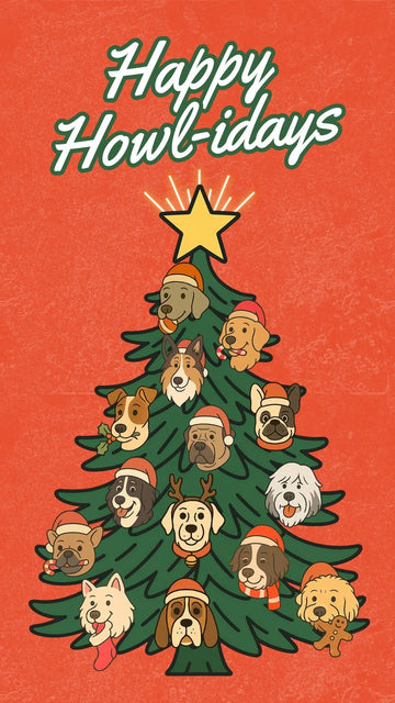 Happy Howl-idays Dog Christmas eCard poster