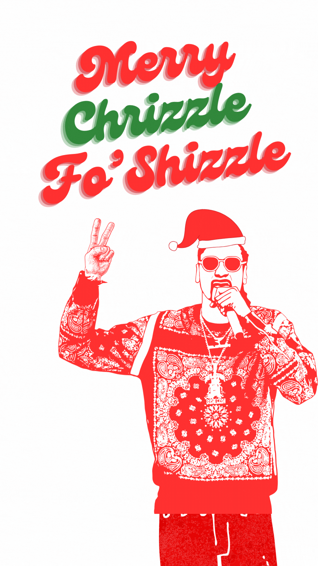 Snoop Dogg Christmas video eCard with ‘Merry Chrizzle Fo’ Shizzle’ message — funny holiday card for Snoop fans.