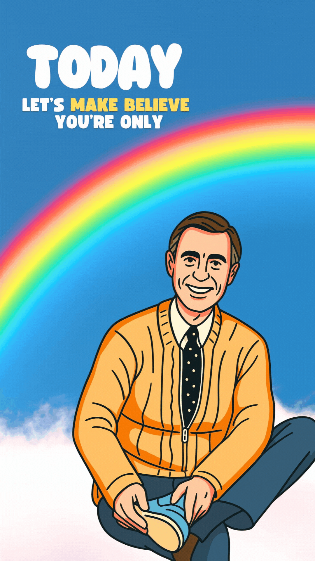 Mr. Rogers birthday video eCard with gentle, nostalgic design and on-screen text: “Today let’s make believe you’re only 29.” A sweet, funny birthday greeting.