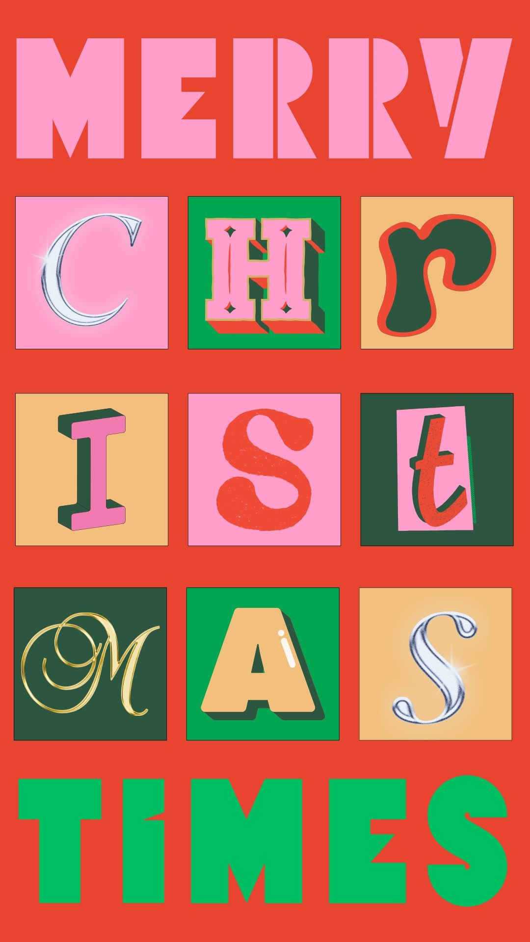 Retro Christmas video eCard with playful typography and holiday bells from Greetigram.