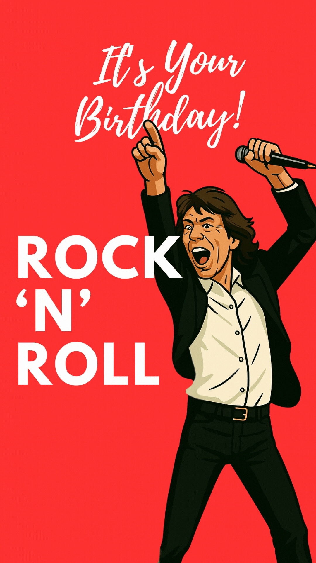 Mick Jagger birthday eCard with ‘Legends Don’t Get Older, They Just Get Better’ message — Rolling Stones rock and roll birthday card.
