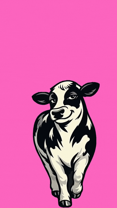 Funny video birthday eCard featuring a confident cow on a pink background with the text “Milk it. It’s your birthday.