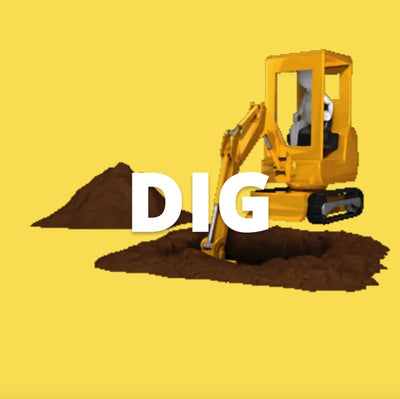 Funny Valentine’s Day video eCard with a tractor digging a huge hole and “I Dig You” text