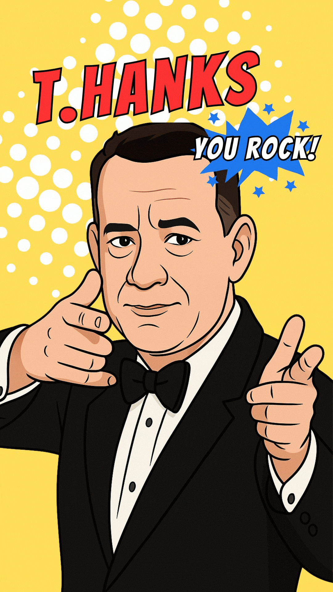 Funny Tom Hanks thank-you eCard featuring the phrase “T. Hanks” with an iconic illustration of Tom Hanks.