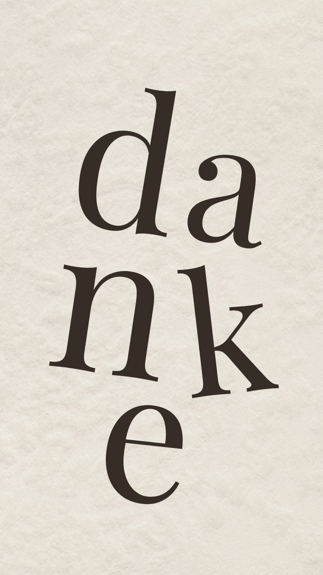 Animated German Danke thank you video eCard featuring staggered serif letters that fall into place in a modern motion typography design.