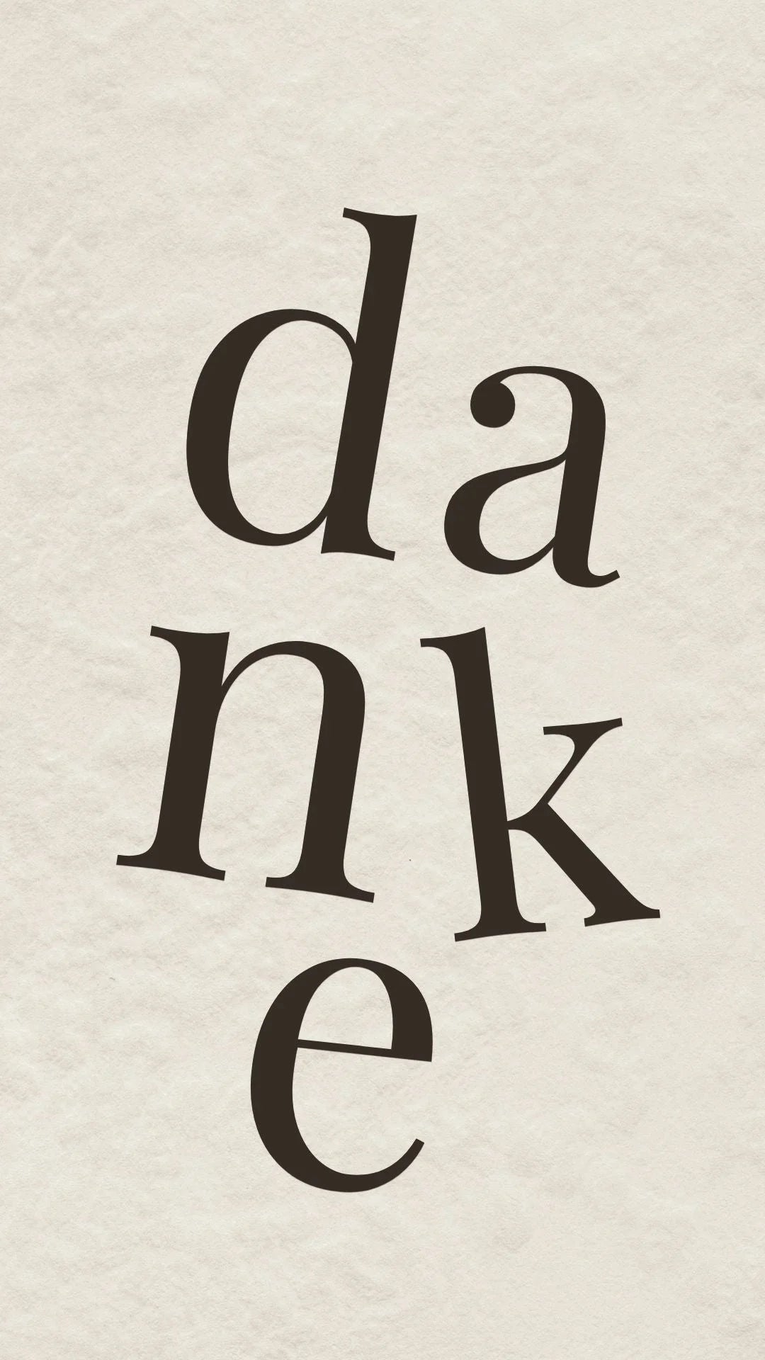 Animated German Danke thank you video eCard featuring staggered serif letters that fall into place in a modern motion typography design.