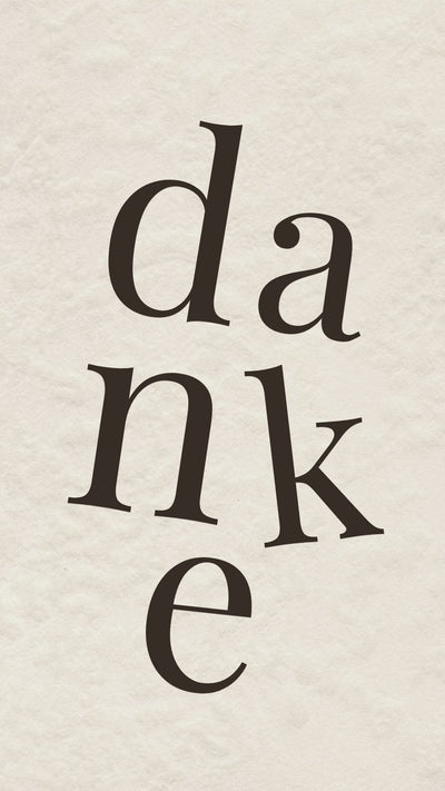 Animated German Danke thank you video eCard featuring staggered serif letters that fall into place in a modern motion typography design.