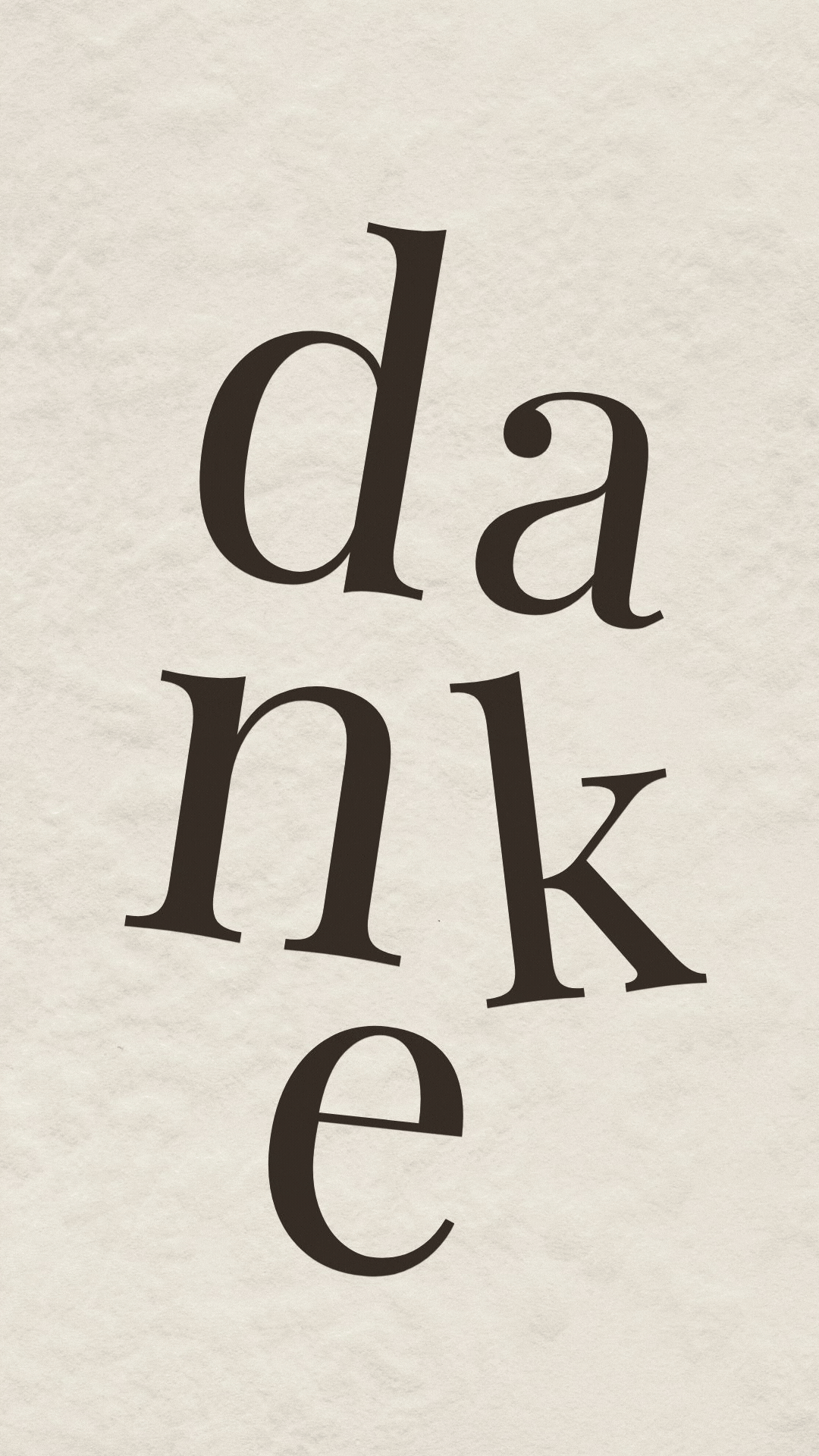 Animated German Danke thank you video eCard featuring staggered serif letters that fall into place in a modern motion typography design.