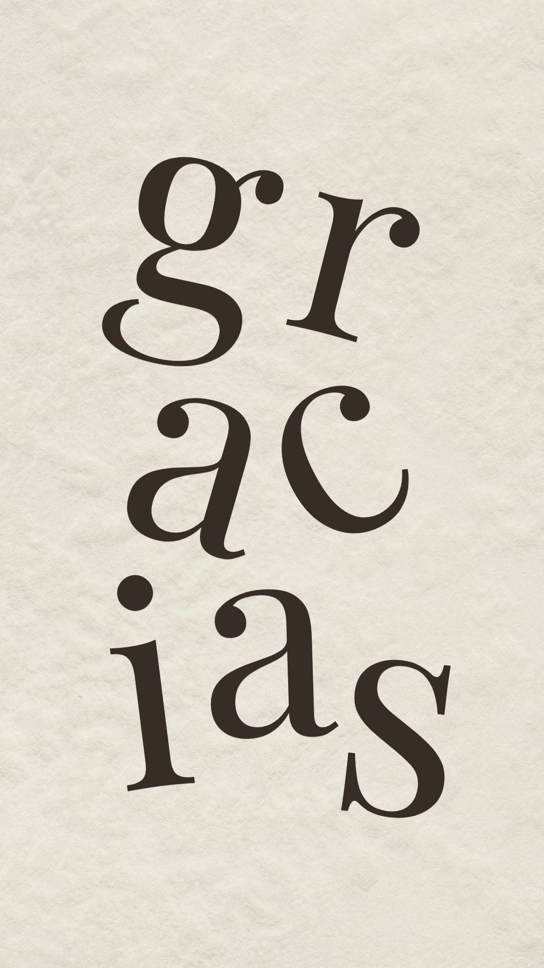 Animated Spanish Gracias thank you video eCard with serif letters falling into place in a modern motion typography design.