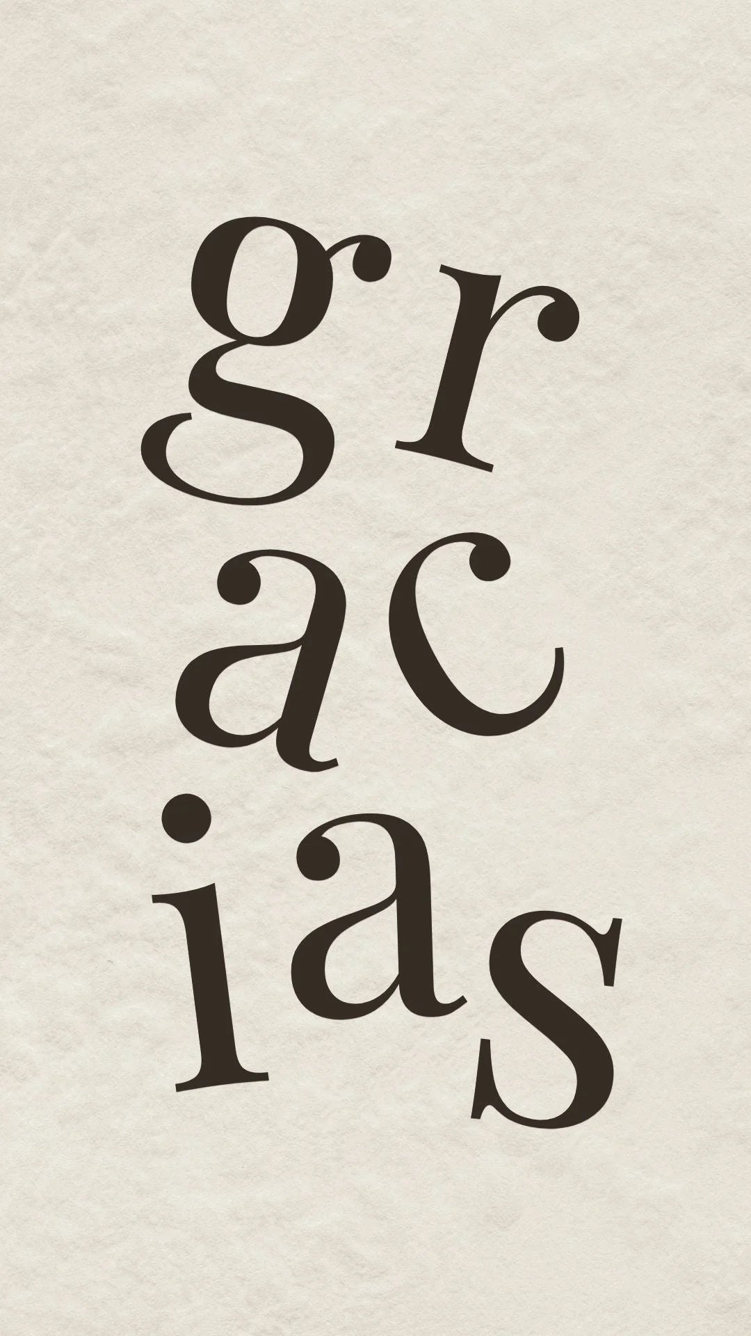 Animated Spanish Gracias thank you video eCard with serif letters falling into place in a modern motion typography design.