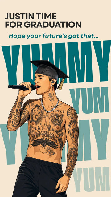 Justin Time for Graduation Video eCard poster