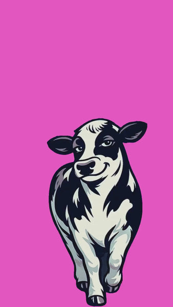 Funny video birthday eCard featuring a confident cow on a pink background with the text “Milk it. It’s your birthday.