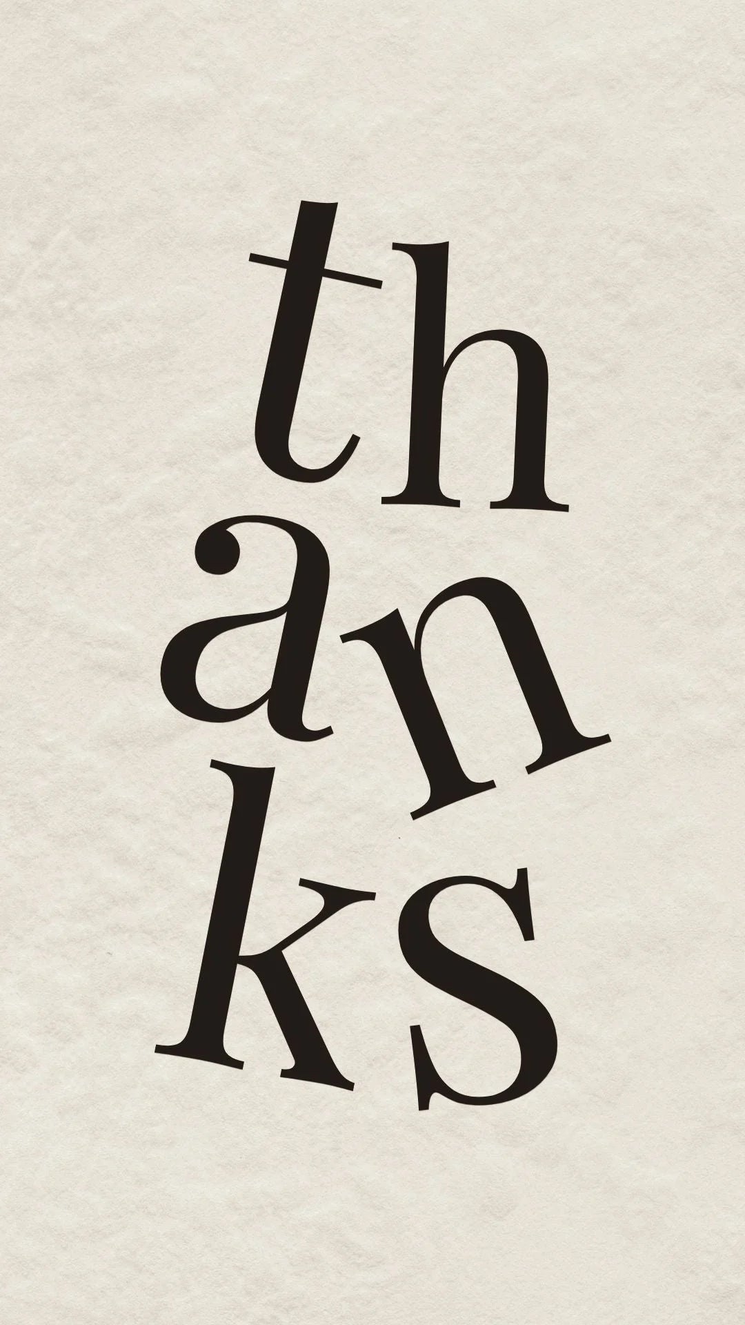 Animated modern Thanks video eCard featuring falling letter typography motion design.