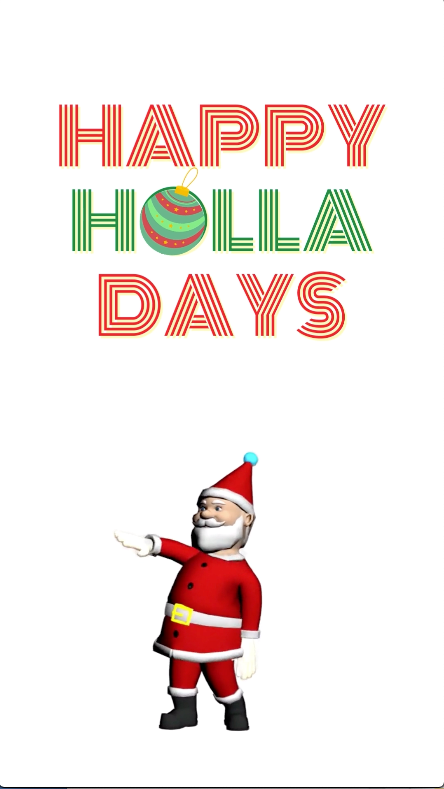 Happy Holla Days Cards of a hip hop Santa dancing to fun holiday music. Funny Santa Holiday eCard.